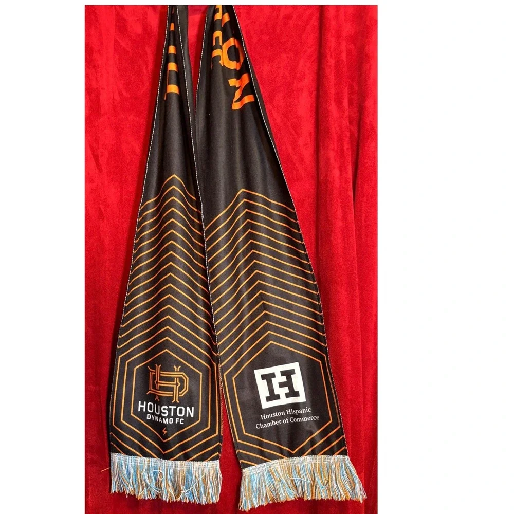 Houston Dynamo Dash Soccer Scarf Unisex OS Black Good Reversible Fringe MLS NWSL